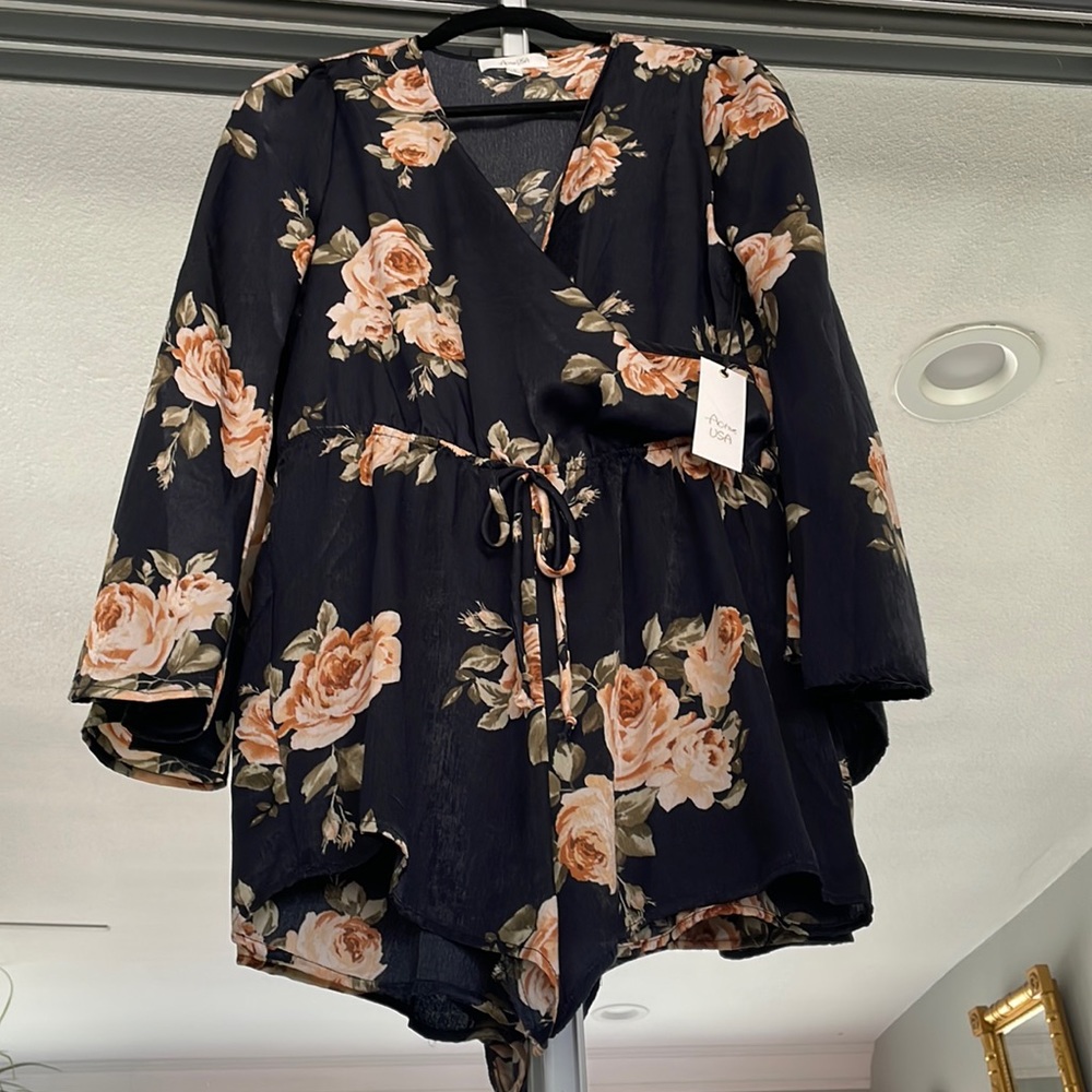 NWT Black floral jumpsuit Active USA